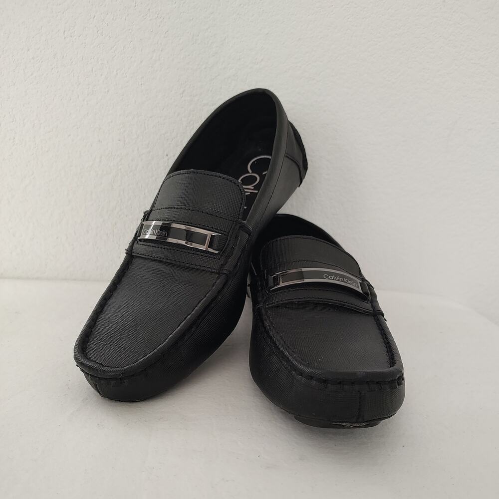 Calvin Klein Merve Men's Driving Loafer Size 7.5 Black Moc Toe Slip Ons 34F9189